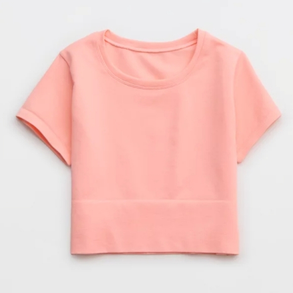 Offline by Aerie Strawberry Mist Sidewalk Seamless Cropped T-shirt Size XXL - Picture 3 of 12